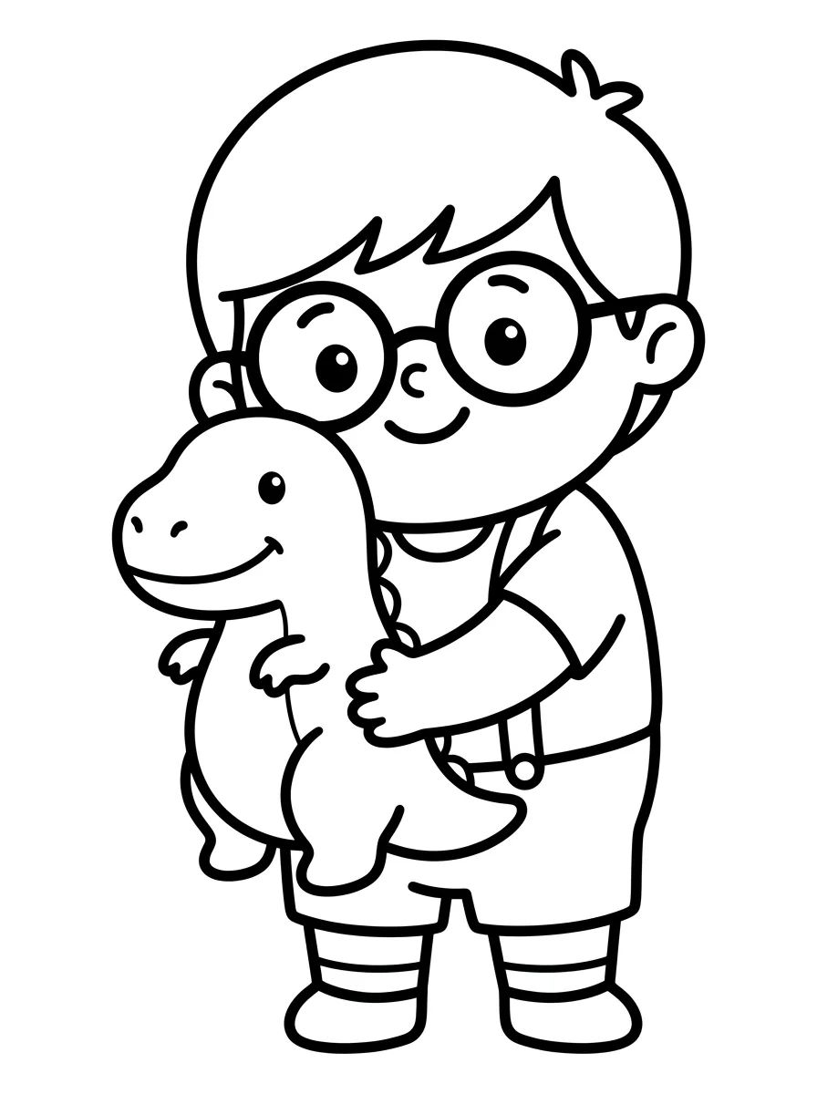Tito com Dinossauro de Brinquedo para colorir Desenho de Tito com Dinossauro de Brinquedo para colorir e imprimir grátis