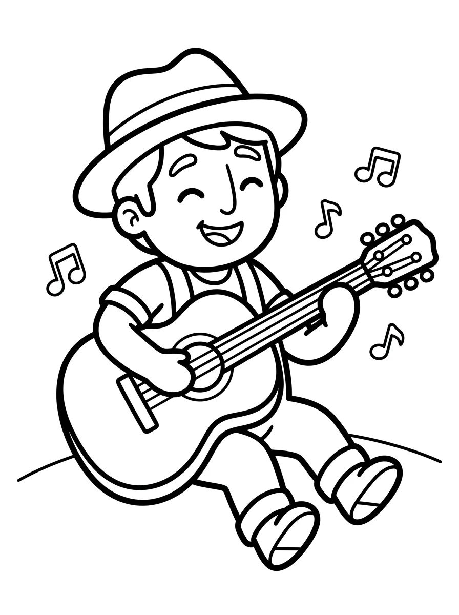 Tito Tocando Violão para colorir Desenho de Tito Tocando Violão para colorir e imprimir grátis