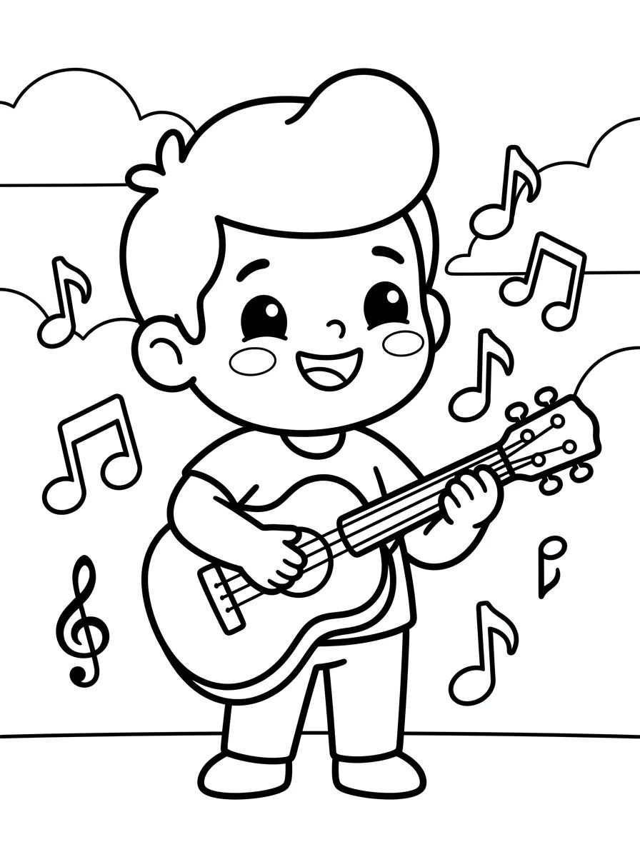 Tito Tocando Violão para colorir Desenho de Tito Tocando Violão para colorir e imprimir grátis