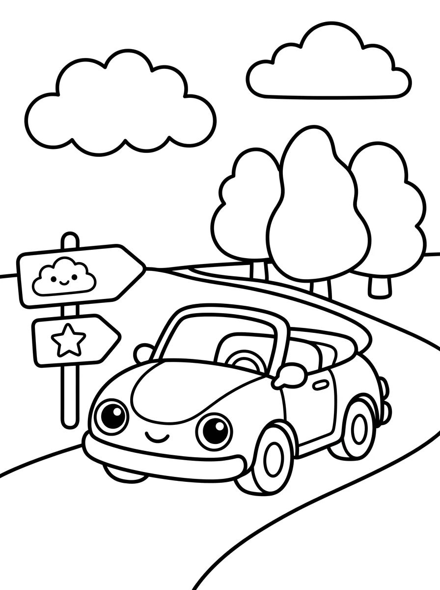 Carrinho de Viagem na Estrada para colorir Desenho de Carrinho de Viagem na Estrada para colorir e imprimir grátis