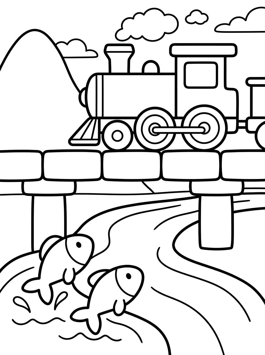 Maria Fumaça e a Ponte Encantada para colorir Desenho de Maria Fumaça e a Ponte Encantada para colorir e imprimir grátis