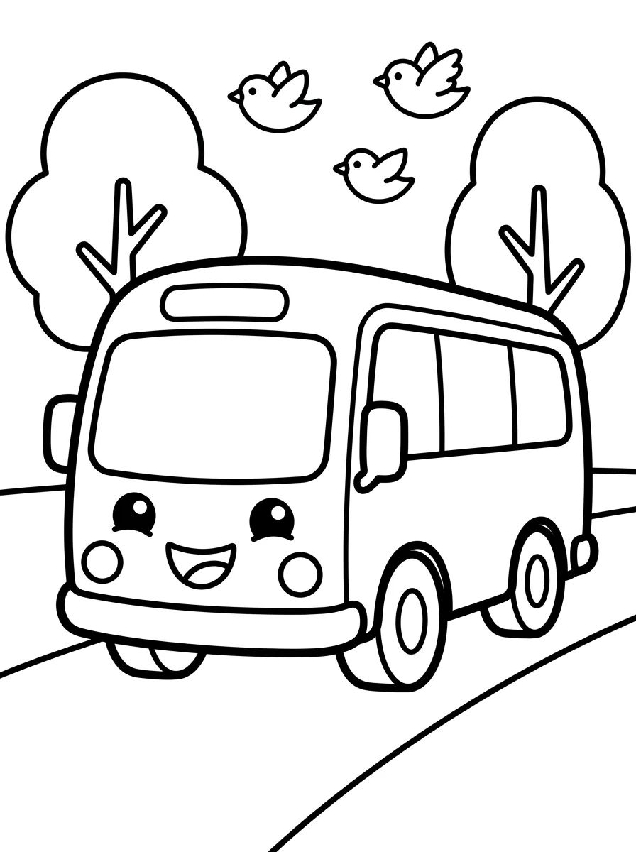 Smiling Tour Bus para colorir Desenho de Smiling Tour Bus para colorir e imprimir grátis