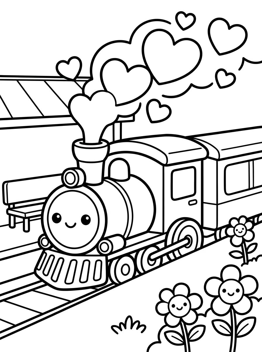 Trem Maria Fumaça na Estação para colorir Desenho de Trem Maria Fumaça na Estação para colorir e imprimir grátis