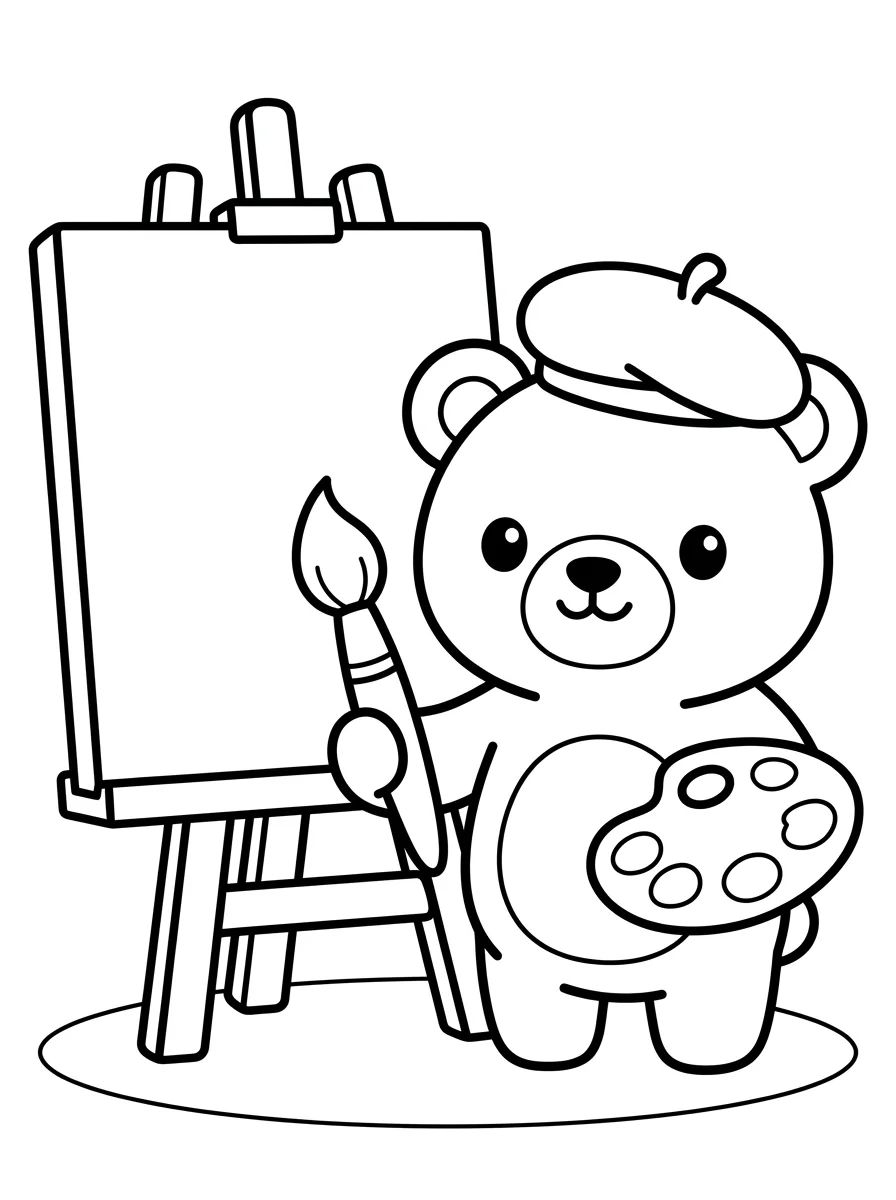 Bobbie Bear Artist Painter para colorir Desenho de Bobbie Bear Artist Painter para colorir e imprimir grátis