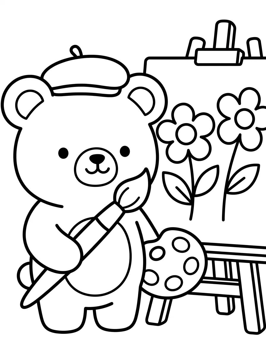 Ursinho Bobbie Artista Pintor para colorir Desenho de Ursinho Bobbie Artista Pintor para colorir e imprimir grátis