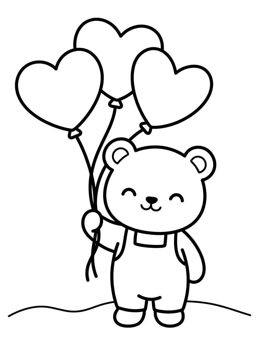 Ursinho Bobbie com Balões para colorir Desenho de Ursinho Bobbie com Balões para colorir e imprimir grátis