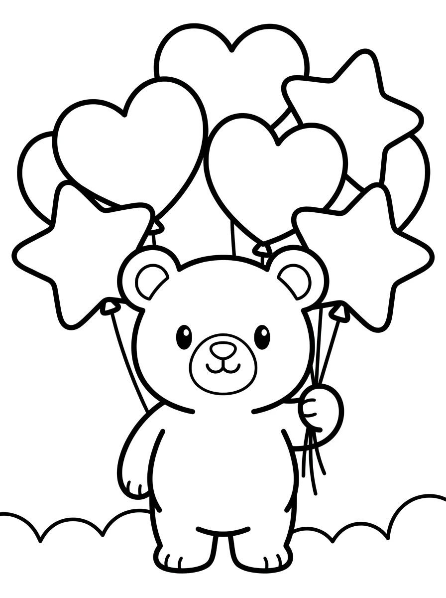 Ursinho Bobbie com Balões para colorir Desenho de Ursinho Bobbie com Balões para colorir e imprimir grátis