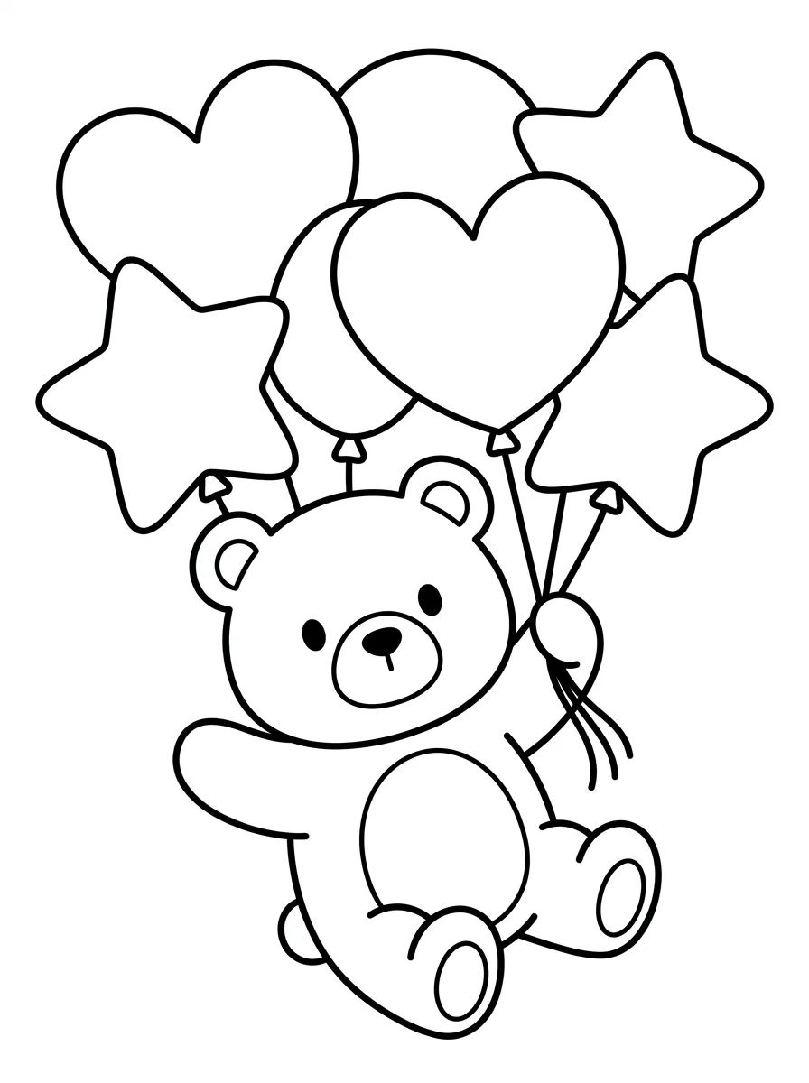 Ursinho Bobbie com Balões para colorir Desenho de Ursinho Bobbie com Balões para colorir e imprimir grátis