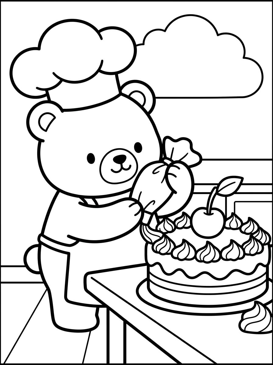 Ursinho Bobbie Cozinheiro para colorir Desenho de Ursinho Bobbie Cozinheiro para colorir e imprimir grátis