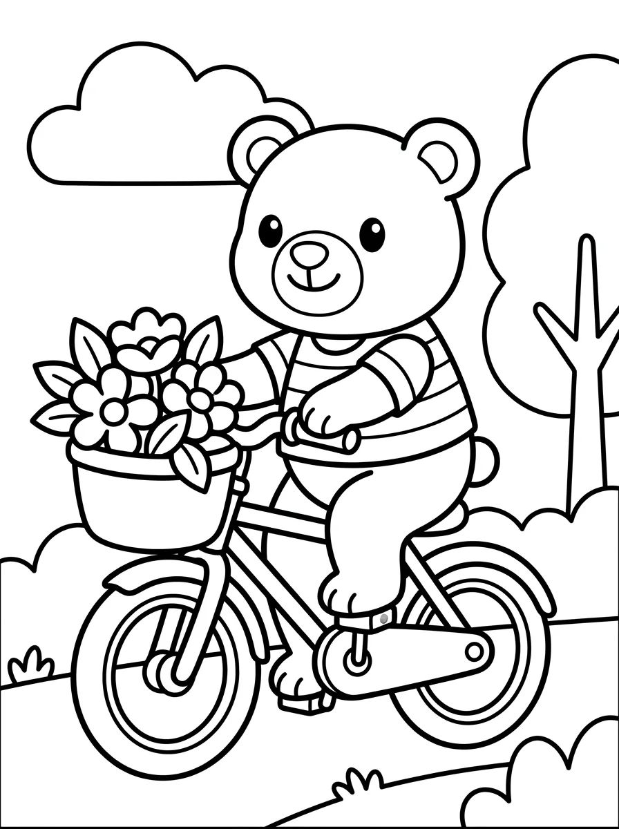 Ursinho Bobbie de Bicicleta para colorir Desenho de Ursinho Bobbie de Bicicleta para colorir e imprimir grátis