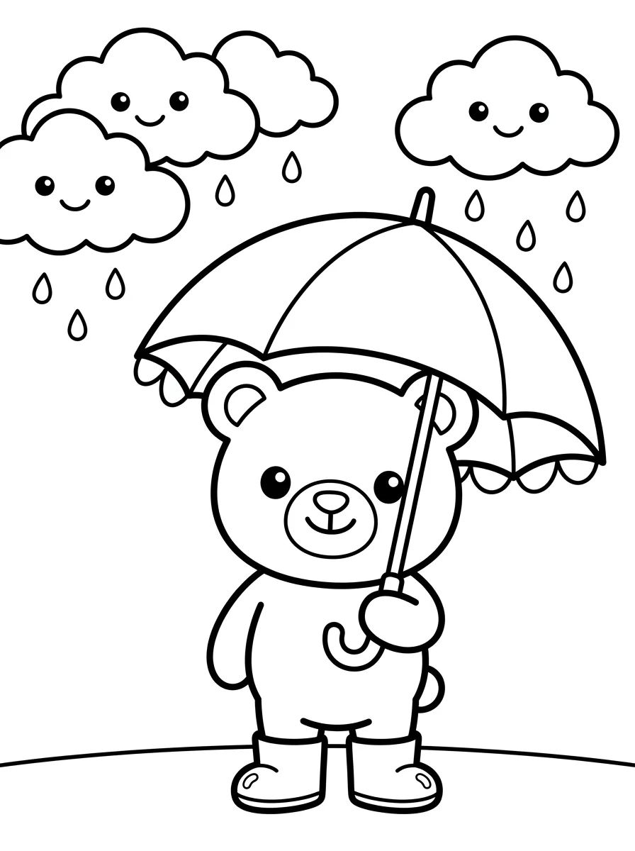 Ursinho Bobbie de Guarda-Chuva para colorir Desenho de Ursinho Bobbie de Guarda-Chuva para colorir e imprimir grátis