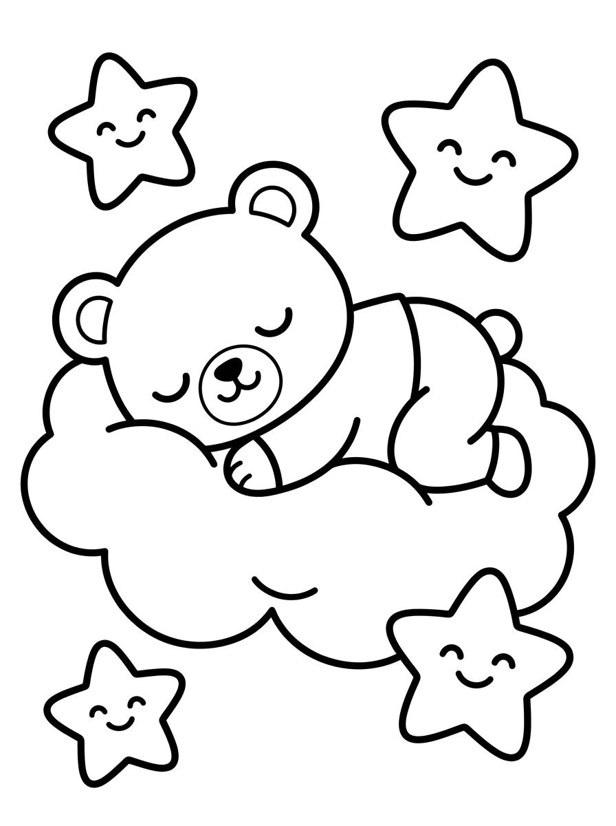 Ursinho Bobbie Dormindo na Nuvem para colorir Desenho de Ursinho Bobbie Dormindo na Nuvem para colorir e imprimir grátis