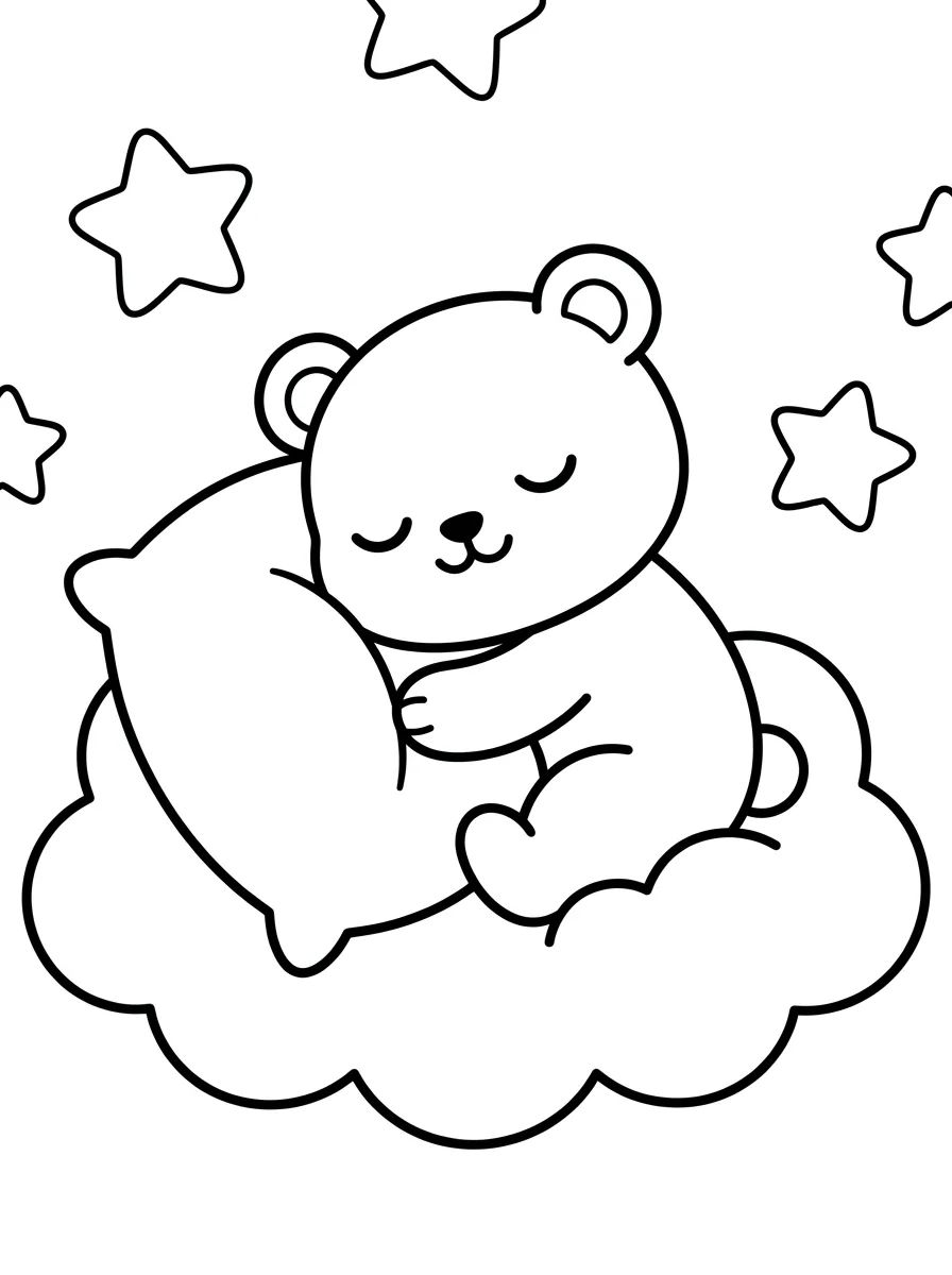 Ursinho Bobbie Dormindo na Nuvem para colorir Desenho de Ursinho Bobbie Dormindo na Nuvem para colorir e imprimir grátis