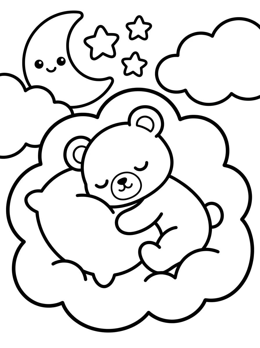 Ursinho Bobbie Dormindo na Nuvem para colorir Desenho de Ursinho Bobbie Dormindo na Nuvem para colorir e imprimir grátis