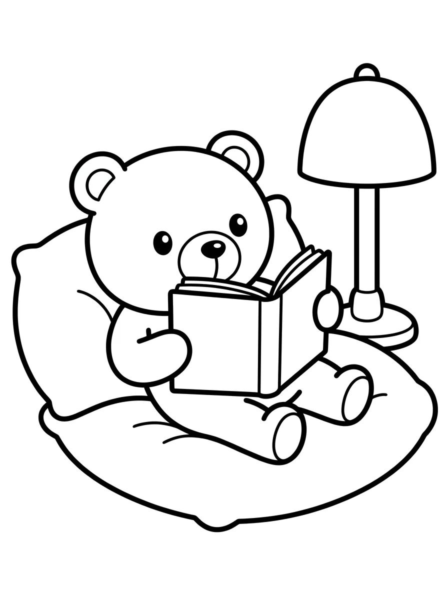 Ursinho Bobbie Lendo um Livro para colorir Desenho de Ursinho Bobbie Lendo um Livro para colorir e imprimir grátis