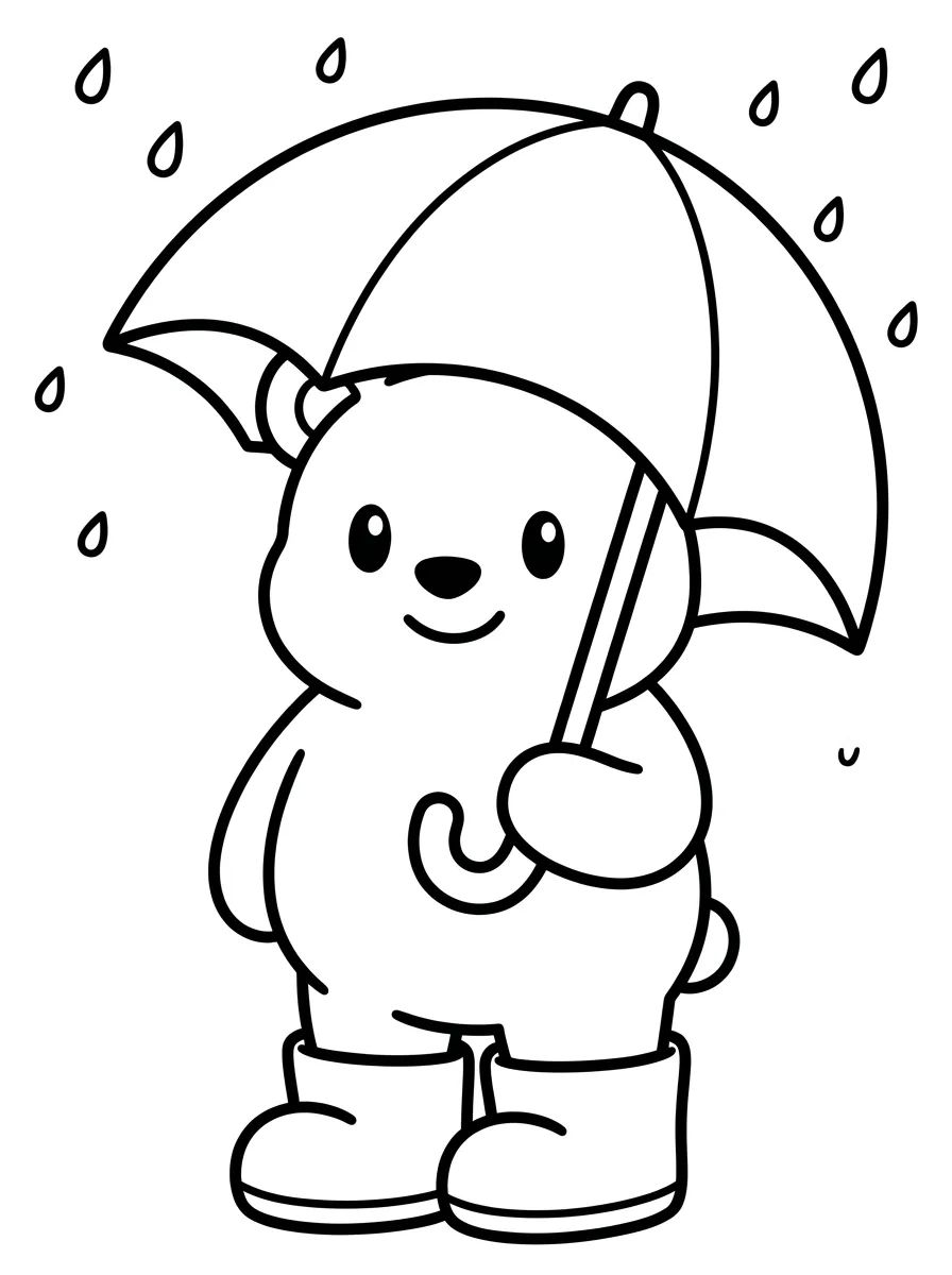 Ursinho Bobbie na Chuva para colorir Desenho de Ursinho Bobbie na Chuva para colorir e imprimir grátis