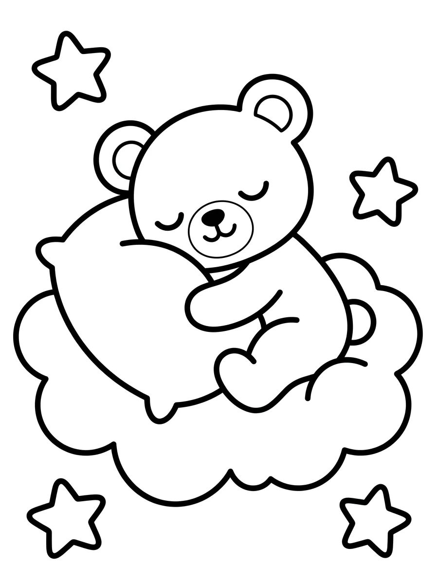 Ursinho Bobbie na Nuvem para colorir Desenho de Ursinho Bobbie na Nuvem para colorir e imprimir grátis
