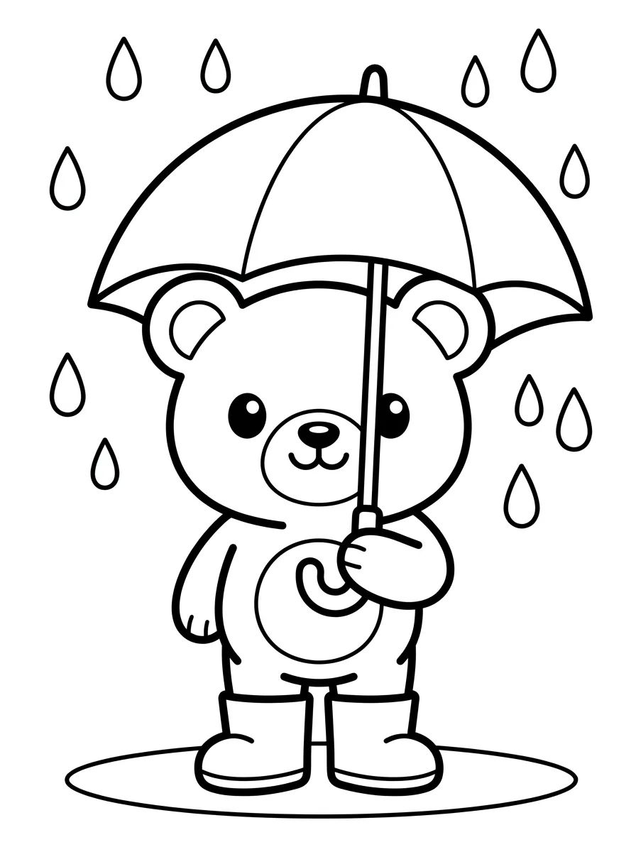 Ursinho Bobbie no Dia de Chuva para colorir Desenho de Ursinho Bobbie no Dia de Chuva para colorir e imprimir grátis