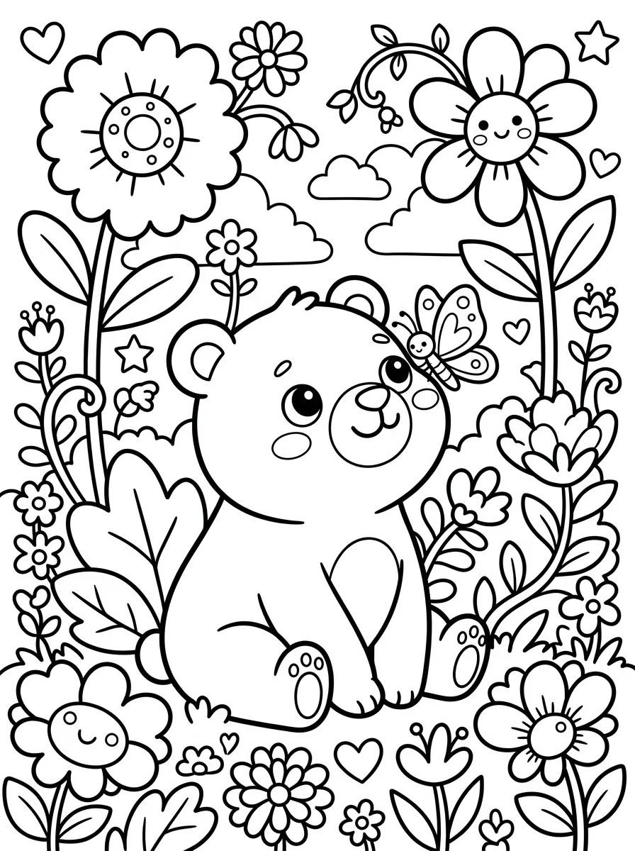 Ursinho Bobbie no Jardim para colorir Desenho de Ursinho Bobbie no Jardim para colorir e imprimir grátis