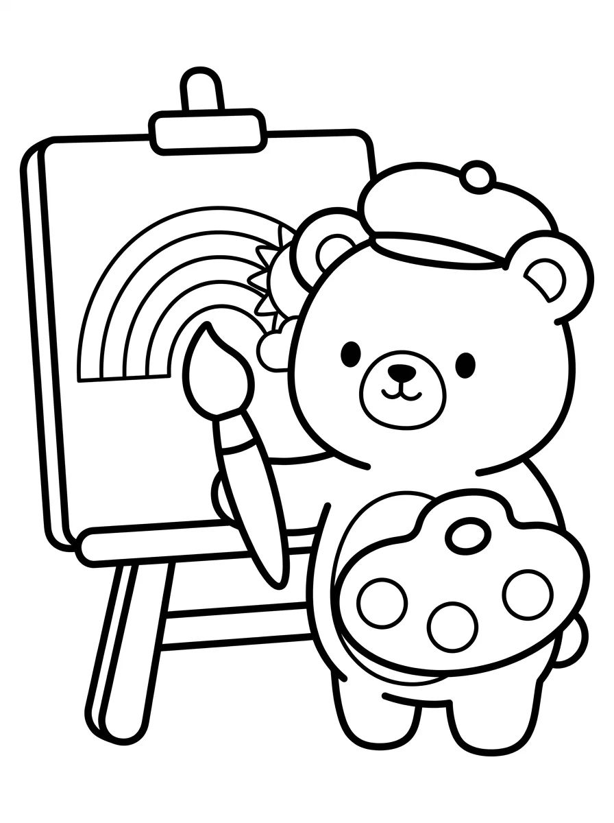 Ursinho Bobbie Pintando um Quadro para colorir Desenho de Ursinho Bobbie Pintando um Quadro para colorir e imprimir grátis