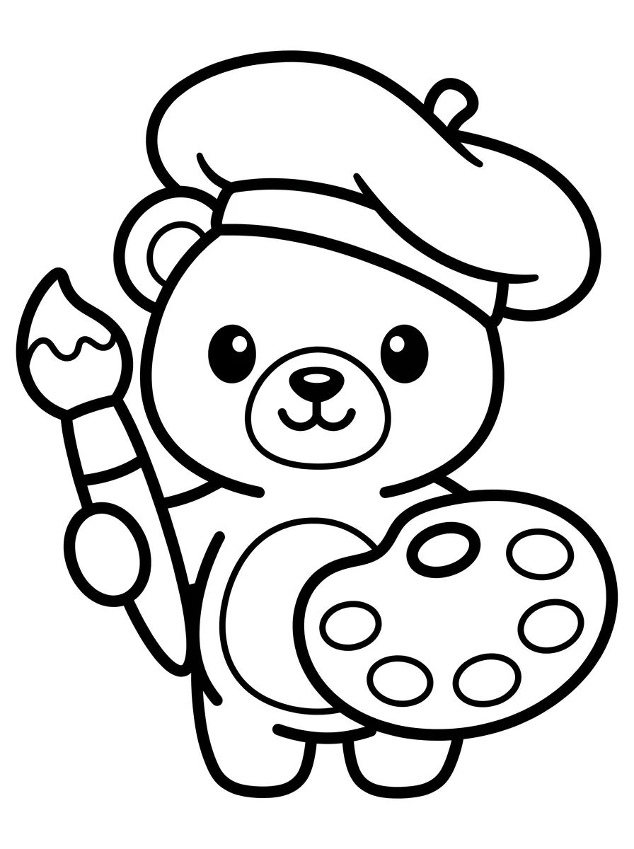 Ursinho Bobbie Pintor para colorir Desenho de Ursinho Bobbie Pintor para colorir e imprimir grátis
