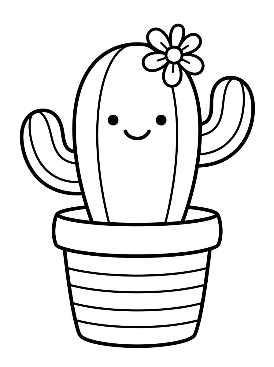 Cacto Feliz com Florzinha para colorir Desenho de Cacto Feliz com Florzinha para colorir e imprimir grátis