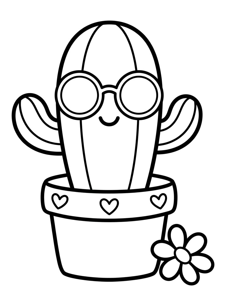 Cacto Tierno con Lentes en su Maceta para colorir Desenho de Cacto Tierno con Lentes en su Maceta para colorir e imprimir grátis