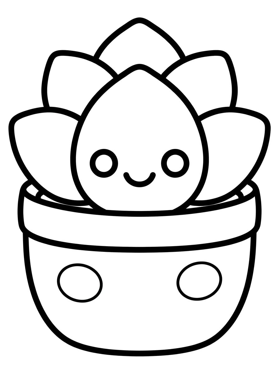 Suculenta Fofa no Vasinho para colorir Desenho de Suculenta Fofa no Vasinho para colorir e imprimir grátis