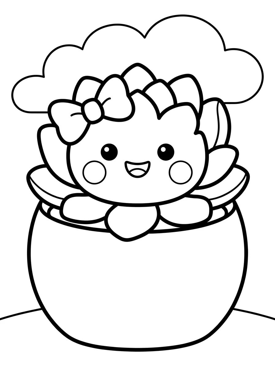 Vasinho com Suculenta Feliz para colorir Desenho de Vasinho com Suculenta Feliz para colorir e imprimir grátis