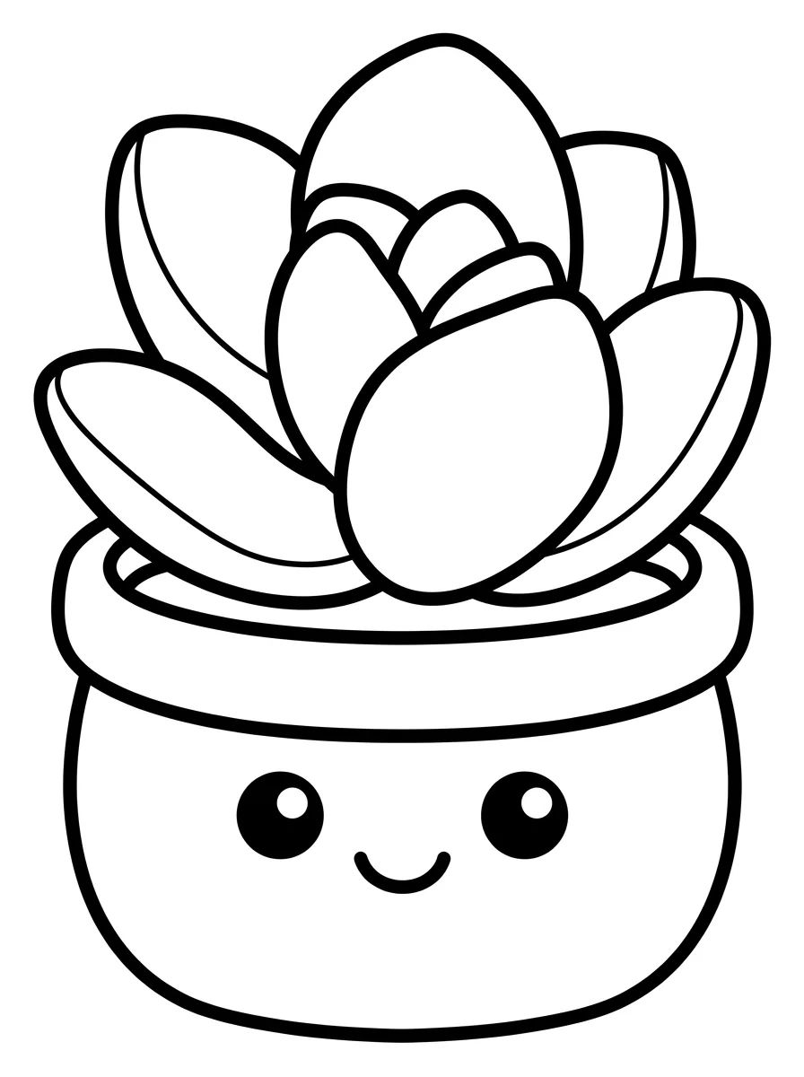 Vaso de Suculenta Feliz para colorir Desenho de Vaso de Suculenta Feliz para colorir e imprimir grátis