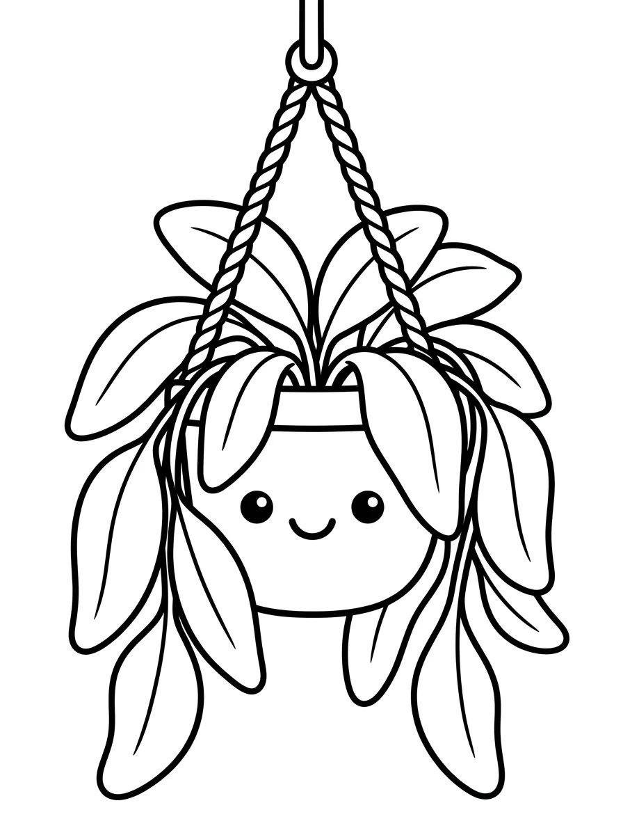 Vaso Pendente de Plantinha para colorir Desenho de Vaso Pendente de Plantinha para colorir e imprimir grátis