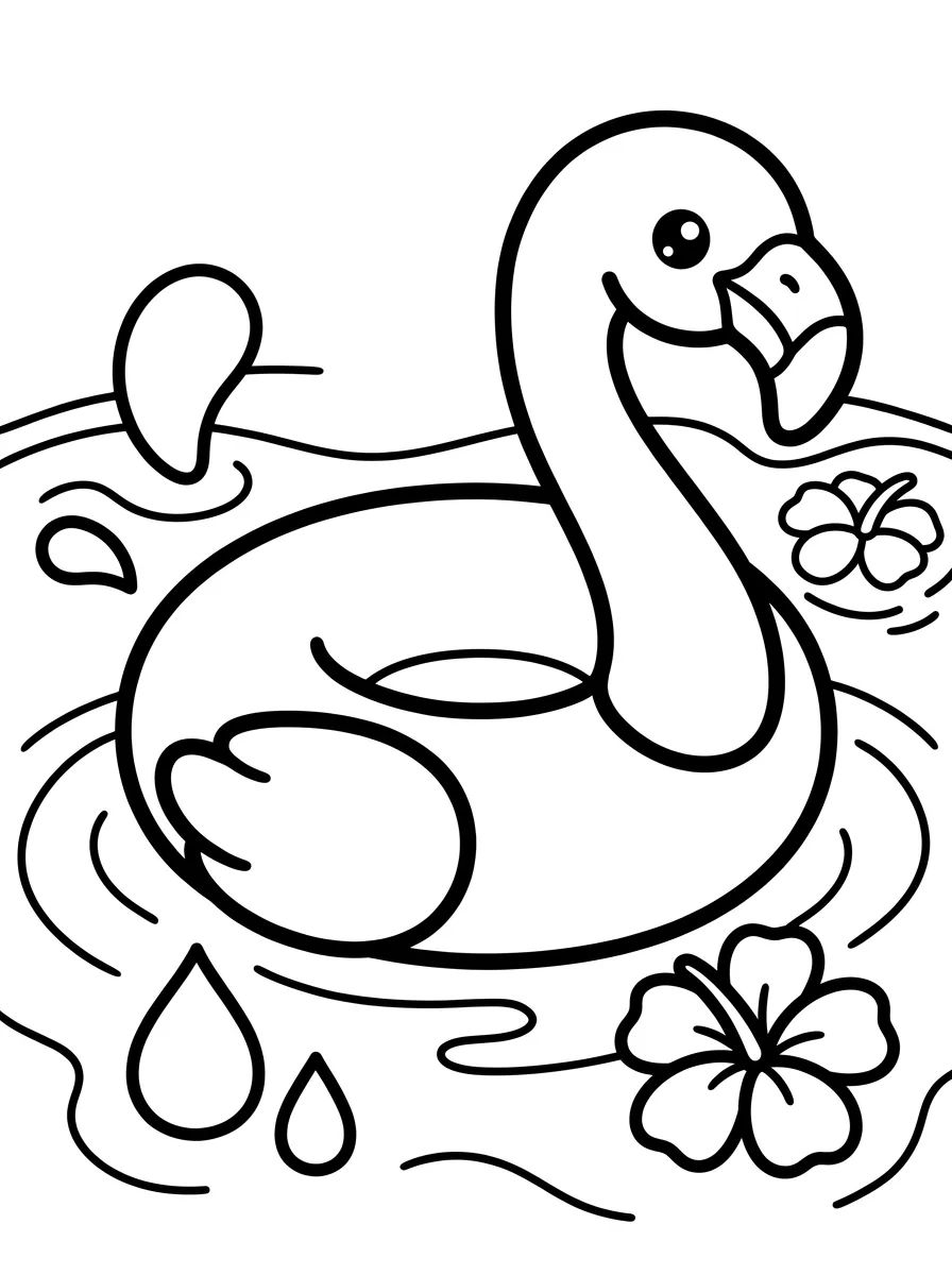 Bóia de Flamingo na Piscina para colorir Desenho de Bóia de Flamingo na Piscina para colorir e imprimir grátis