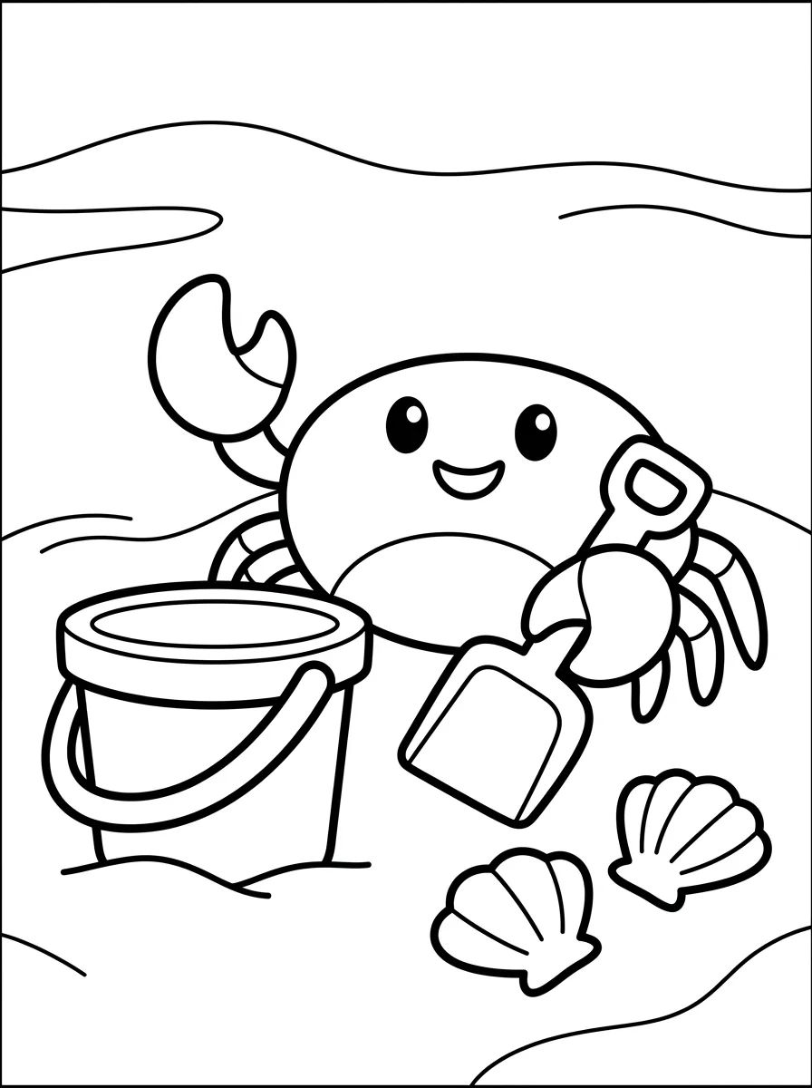 Caranguejinho Brincando na Praia para colorir Desenho de Caranguejinho Brincando na Praia para colorir e imprimir grátis