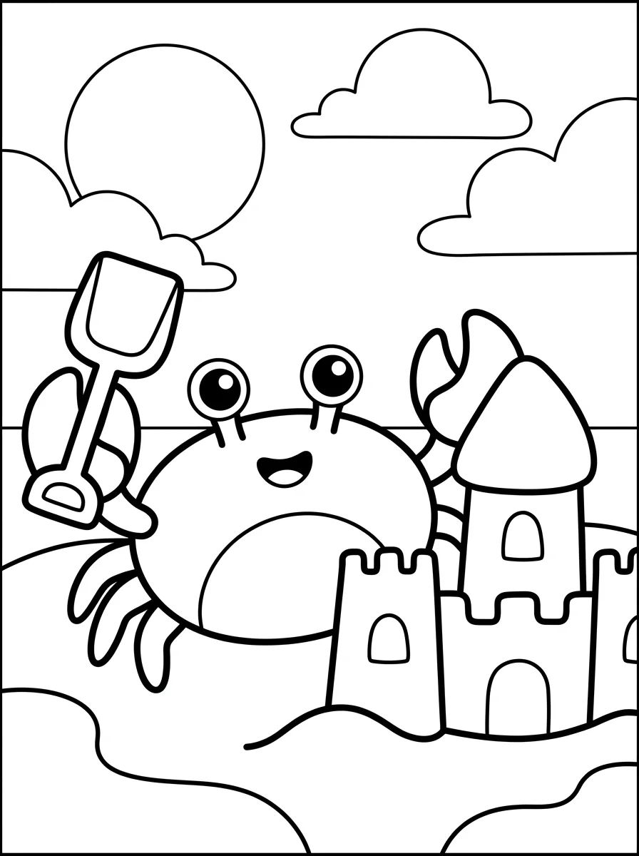 Caranguejo Feliz na Praia para colorir Desenho de Caranguejo Feliz na Praia para colorir e imprimir grátis