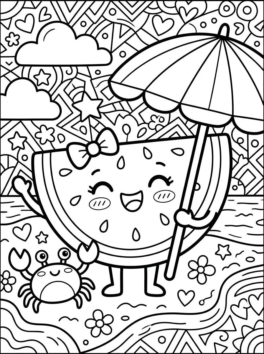 Melancia Fofinha Refrescante para colorir Desenho de Melancia Fofinha Refrescante para colorir e imprimir grátis