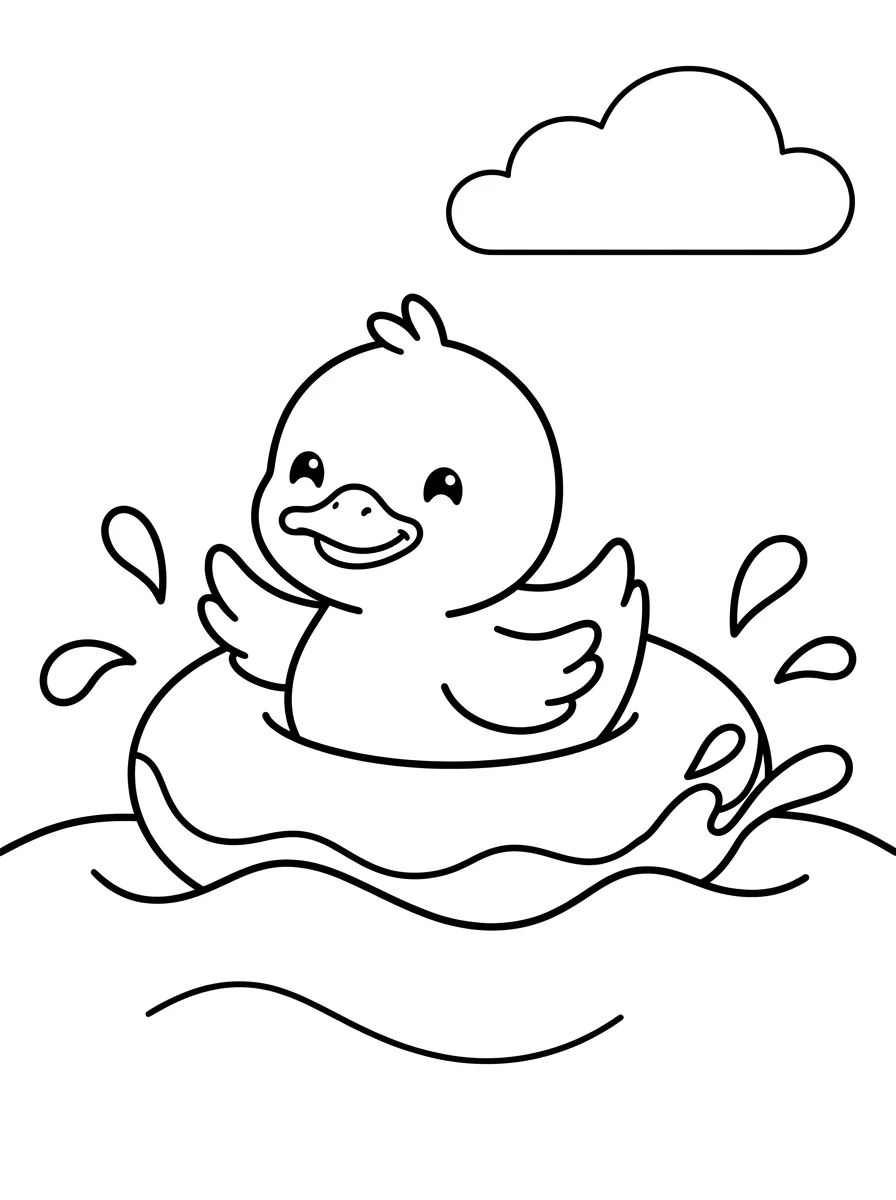 Patinho na Boia de Piscina para colorir Desenho de Patinho na Boia de Piscina para colorir e imprimir grátis