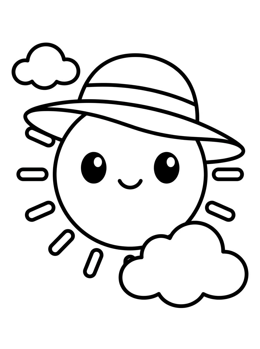 Sol de Verão Sorridente para colorir Desenho de Sol de Verão Sorridente para colorir e imprimir grátis