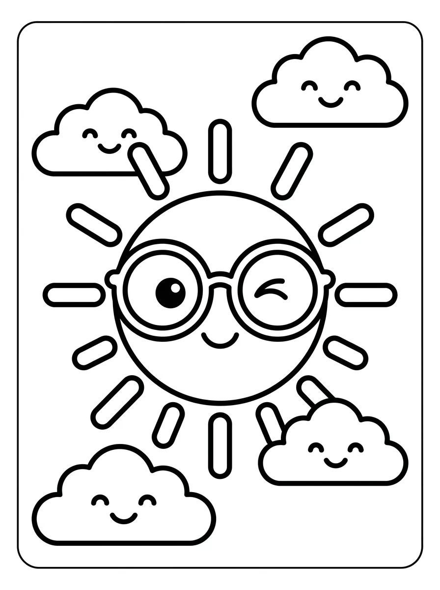Solzinho de Óculos de Sol para colorir Desenho de Solzinho de Óculos de Sol para colorir e imprimir grátis
