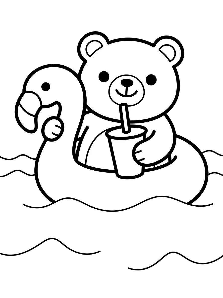 Little Bear on a Pool Float para colorir Desenho de Little Bear on a Pool Float para colorir e imprimir grátis