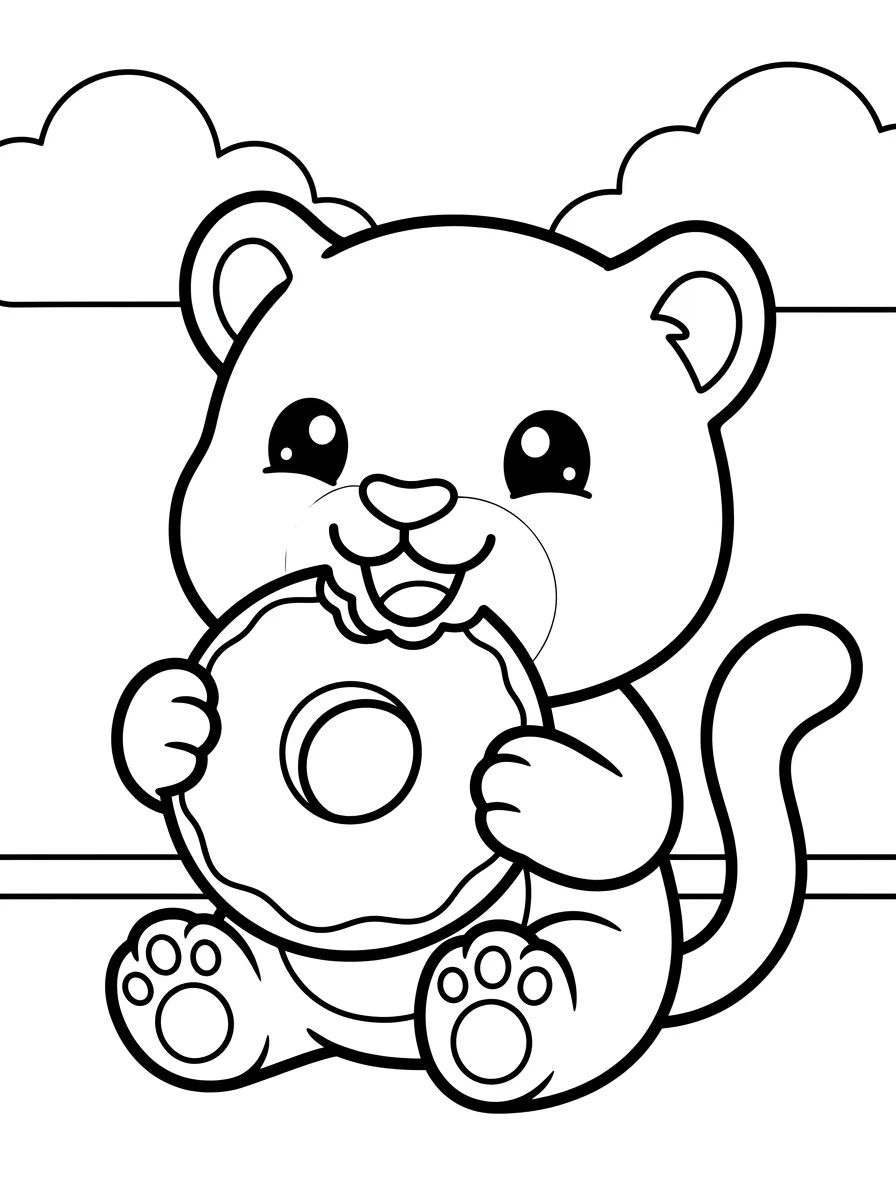 Garraza Comendo Rosquinha para colorir Desenho de Garraza Comendo Rosquinha para colorir e imprimir grátis